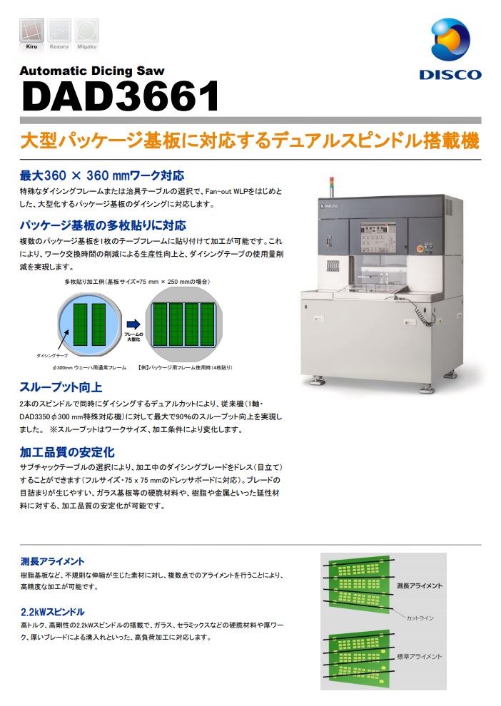 DAD3661　大型パケージ基盤に対応するデュアルスピンドル搭載機